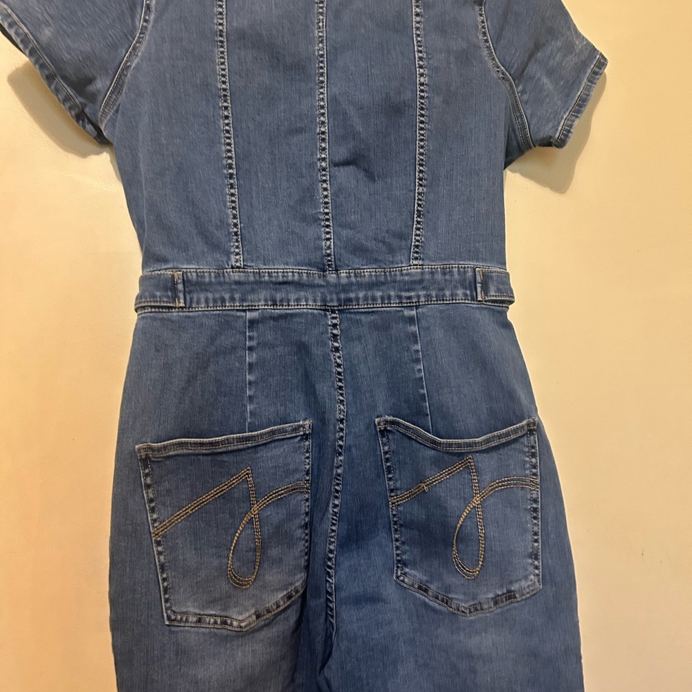 Juicy Couture Women’s Denim Jumpsuit Sz L Blue Stretch Y2K - Picture 11 of 16